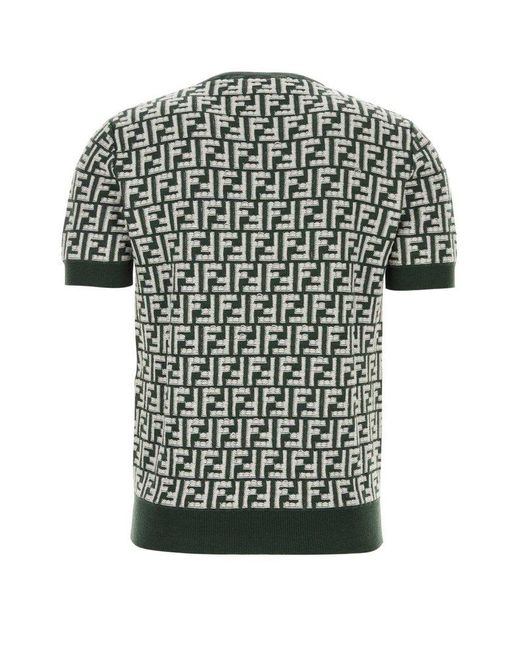 Fendi Black Embroidered Wool Sweater for men
