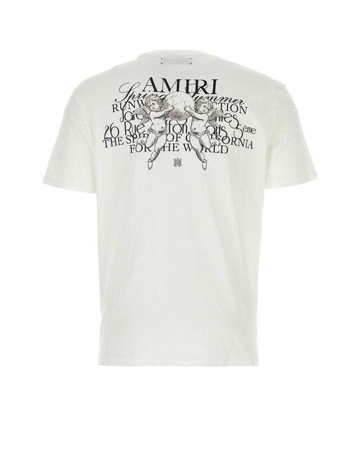 Amiri White Cherub Logo-print Cotton T-shirt for men