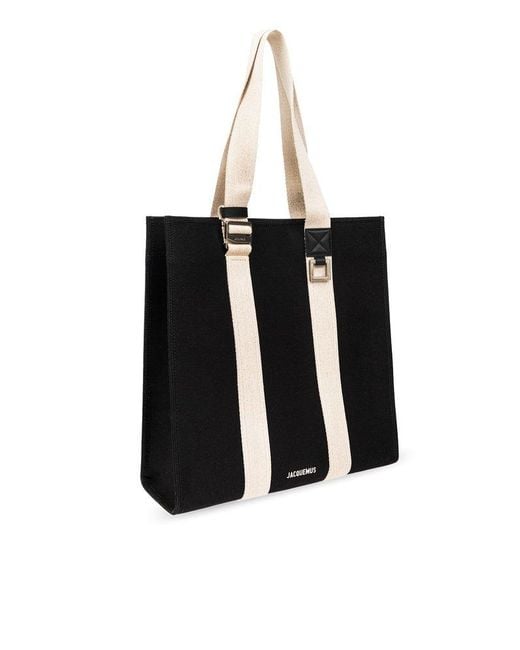 Jacquemus Black Grosgrain Messenger Tote Bag, Fringed Detailing, Xs Size. for men