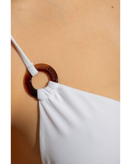 DSquared² White Ring Detailed Bikini Top