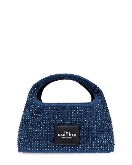 Marc Jacobs Blue Embellished Denim Mini Sack Bag