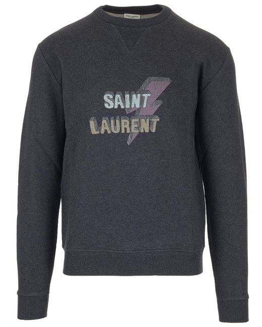 Saint Laurent Gray Lightning Bolt Sweater for men