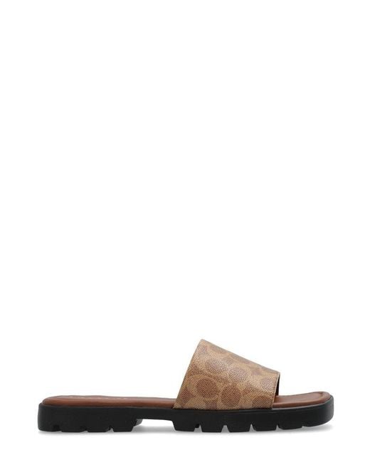 COACH Brown Florence Open-toe Slides