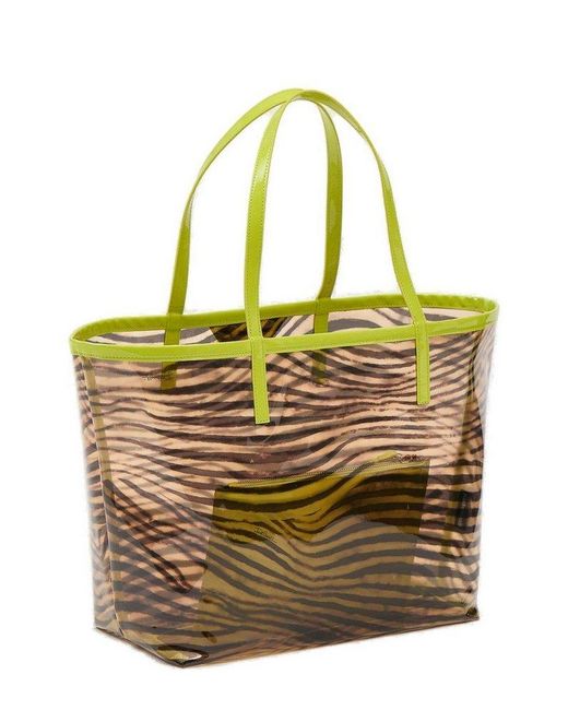 Just Cavalli Yellow Animal-print Semi-sheer Shoulder Bag