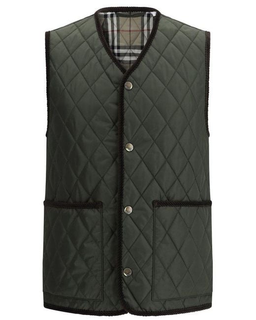 Burberry Green Diamond-quilted Gilet for men