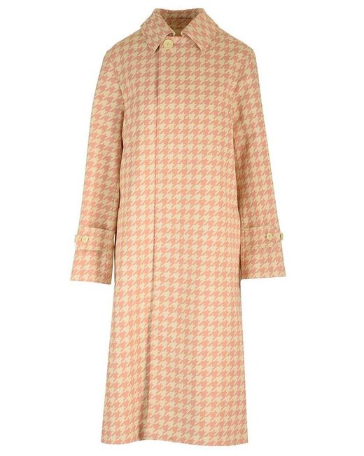 Burberry Natural Check-pattern Long Sleeved Coat