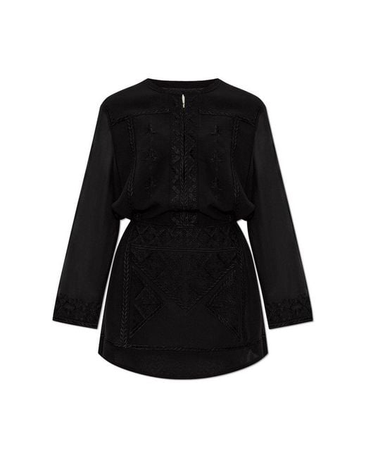 Isabel Marant Black Oaria Long-Sleeved Mini Dress