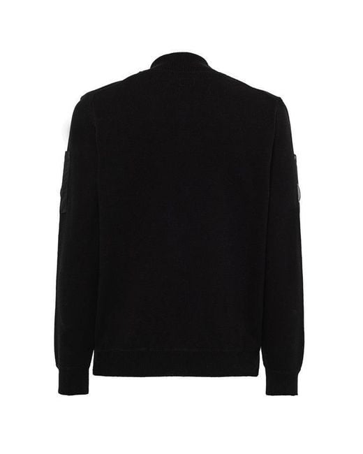 C P Company Black Lens Detailed Zipped Knitted Cardigan for men