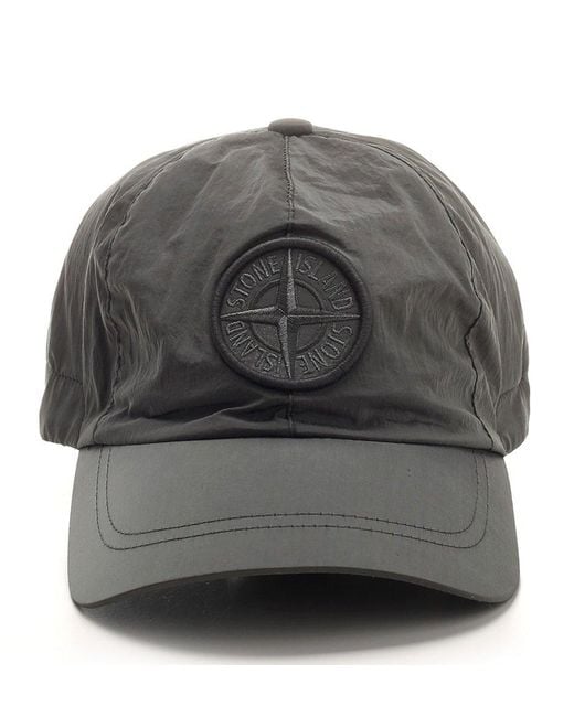 Stone Island Gray Logo Embroidered Curved-peak Baseball Cap for men