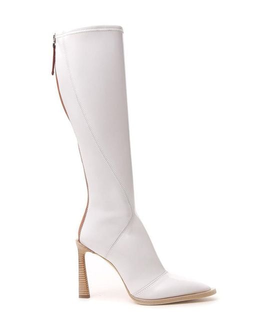 Fendi White Two-tone Glossed-neoprene Knee Boots