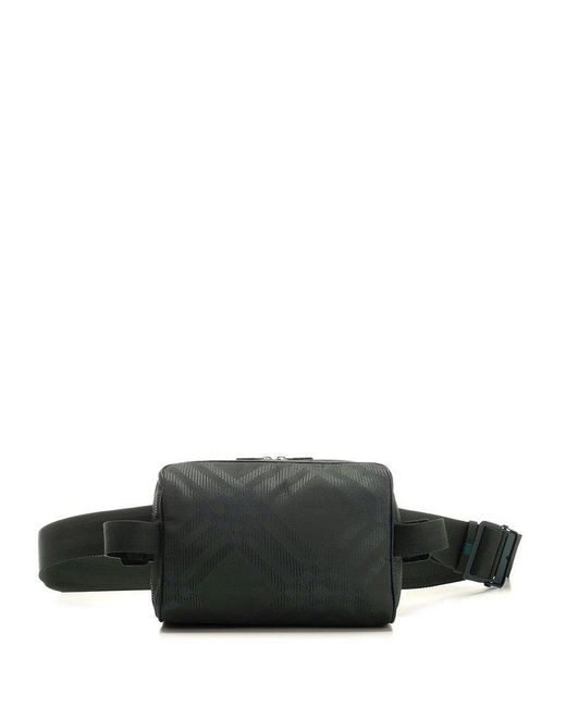 Burberry Black Check-jacquard Zipped Belt Bag for men