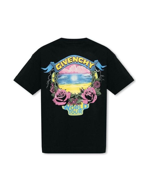 Givenchy Black World Tour Printed Cotton T-shirt for men