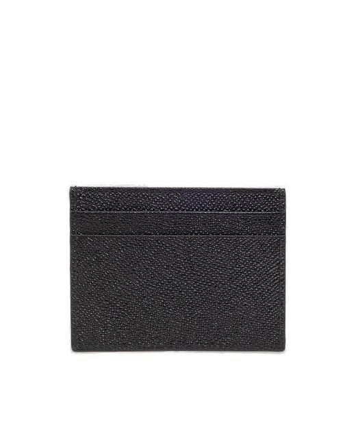 Dolce & Gabbana Black Luxe Leather Plaque Cardholder for men