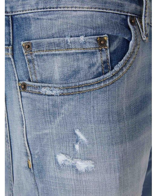 DSquared² Blue Distressed Cropped Jeans for men