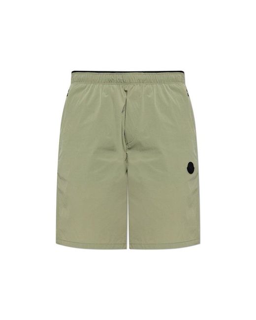 Moncler Green Shorts With Logo Patch for men