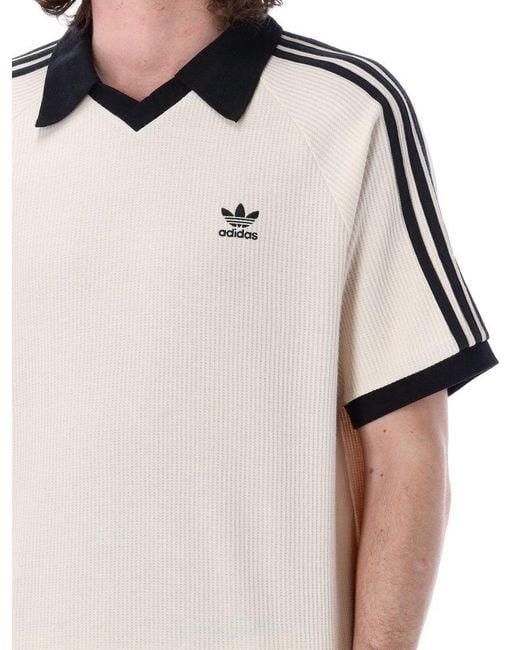 adidas Originals Adicolor Waffle Polo Shirt in Natural for