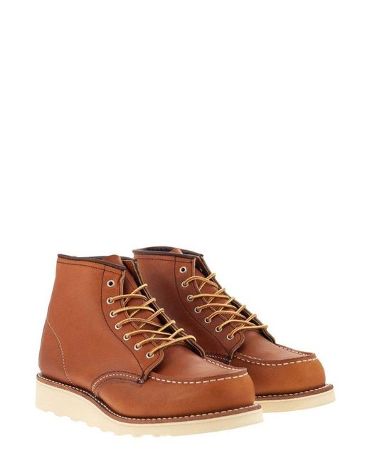 Red Wing Brown Classic Moc Ankle Boots