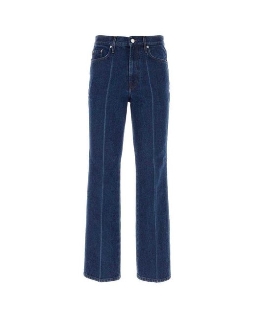Dries Van Noten Blue Logo Patch Straight-leg Jeans for men