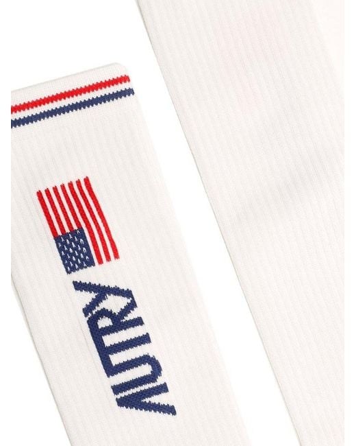 Autry White Logo Intarsia Socks for men