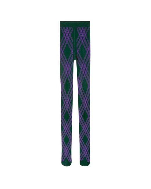 Burberry Blue Checkered Tights