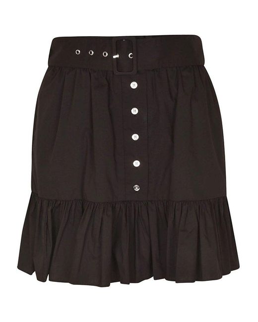 MICHAEL Michael Kors Belted Ruffled Mini Skirt in Black | Lyst UK