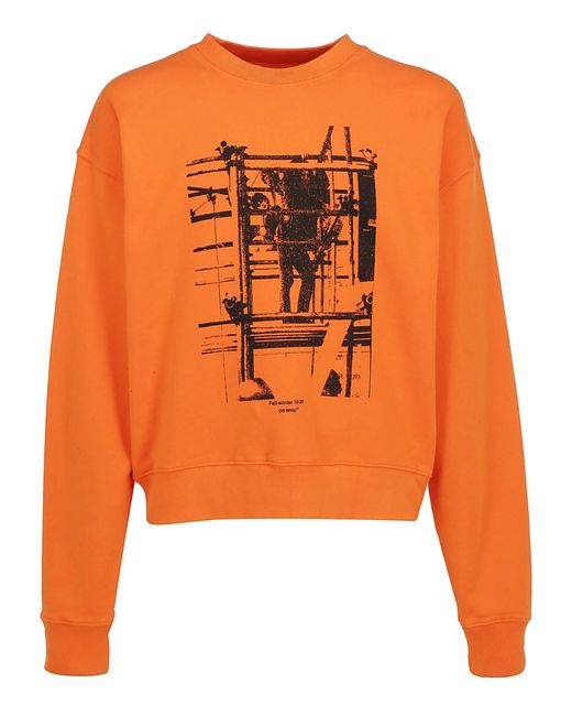 Off-White c/o Virgil Abloh Orange Printed Logo Sweater for men