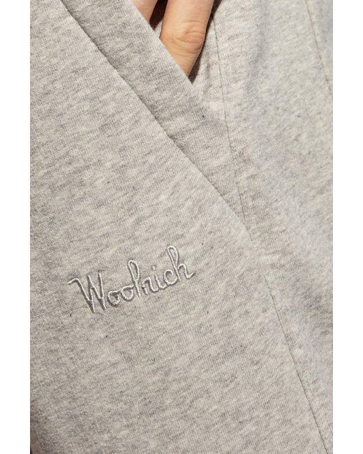 Woolrich Gray Logo Embroidered Drawstring Track Pants for men