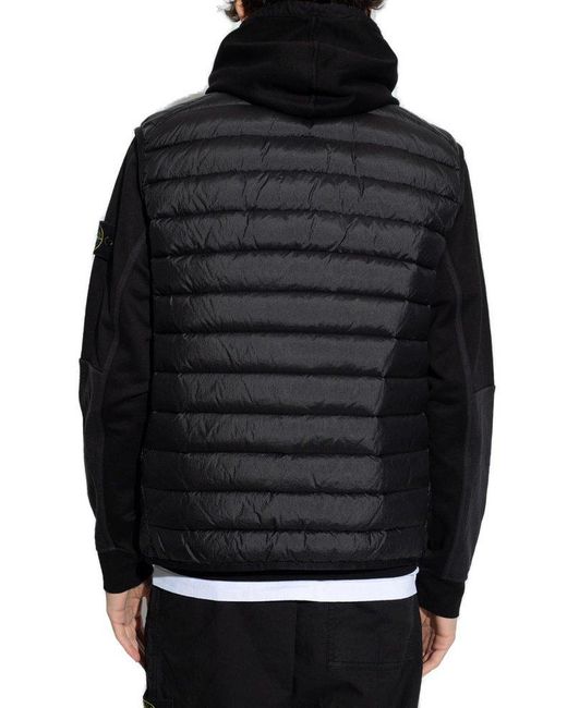 Stone Island Black Quilted Vest With High Neck for men