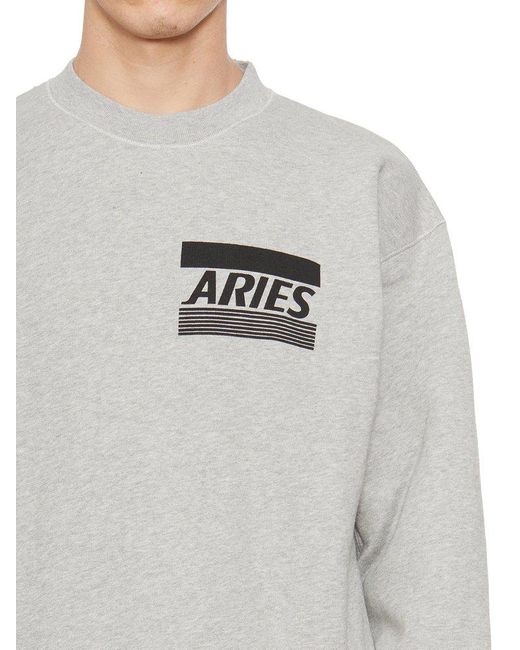 Aries Gray Credit Card Logo Printed Crewneck Sweatshirt for men