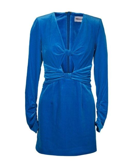 Rebecca Vallance Blue Bernadette Cut-out V-neck Dress