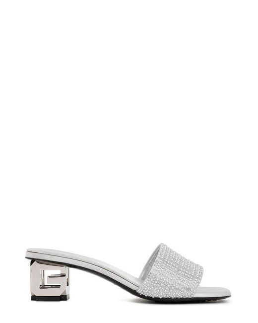 Givenchy White G Cube Slip-on Embellished Sandals