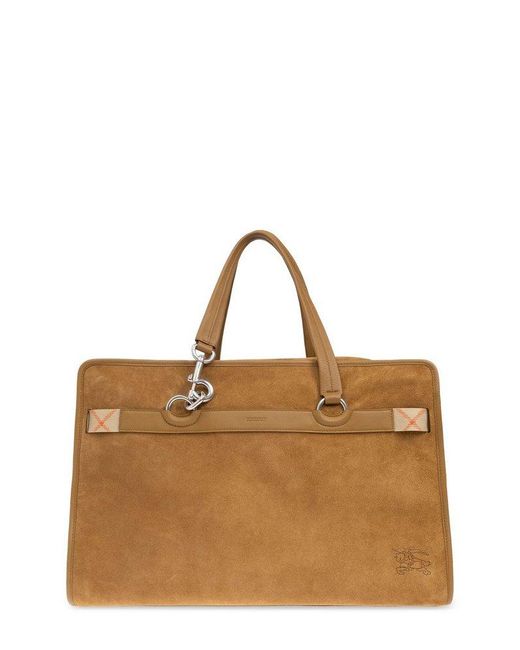 Burberry Brown B Clip Ekd Motif Holdall for men