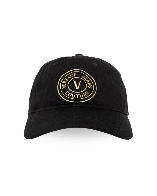 Versace Black Logo-printed Curved Peak Baseball Cap for men