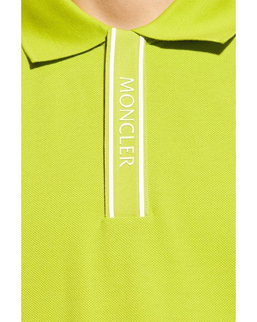 Moncler Yellow Polo Shirt With Logo, for men