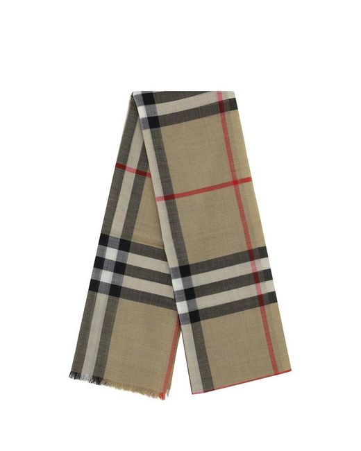 Burberry Giant Checked Frayededge Scarf in Green Lyst