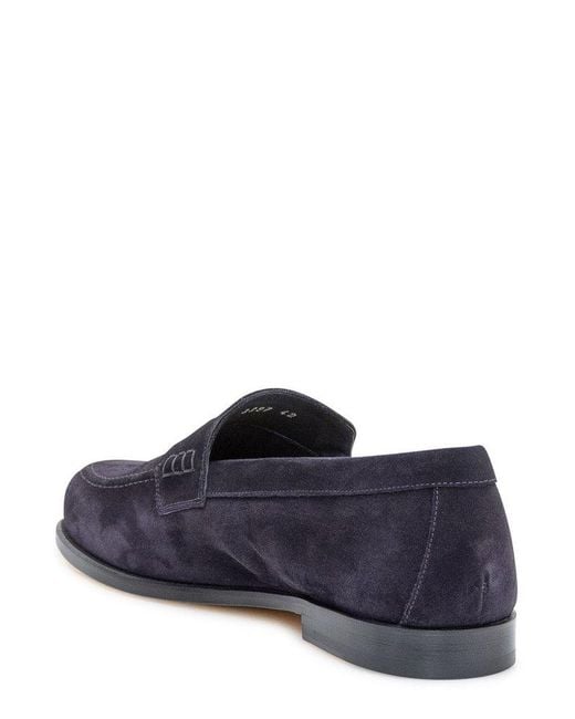 Doucal's Blue Almond Toe Loafers for men