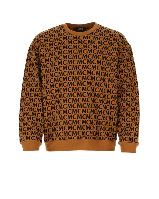MCM Orange Allover Logo Sweatshirt for men