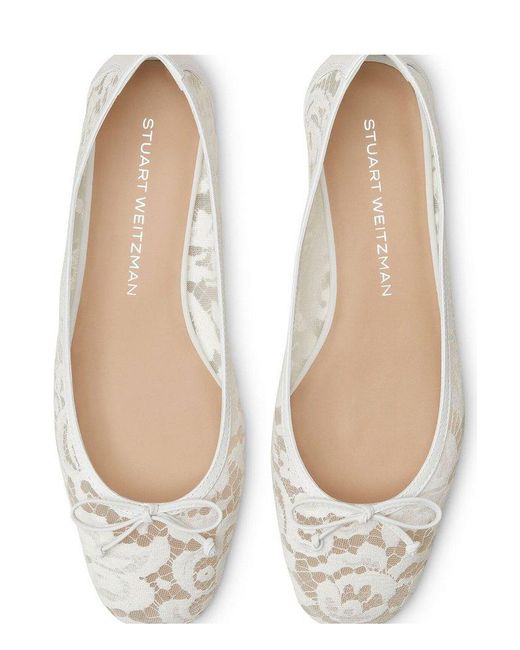 Stuart Weitzman White Arabella Ballet Flats