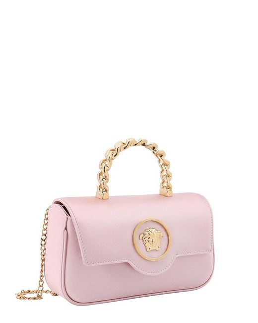 Versace Pink La Medusa Chain-linked Foldover Shoulder Bag