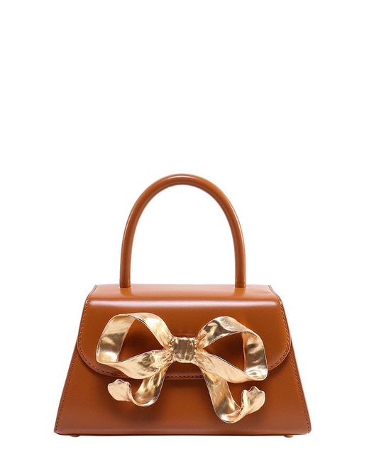 Self-Portrait Brown The Bow Foldover Mini Tote Bag