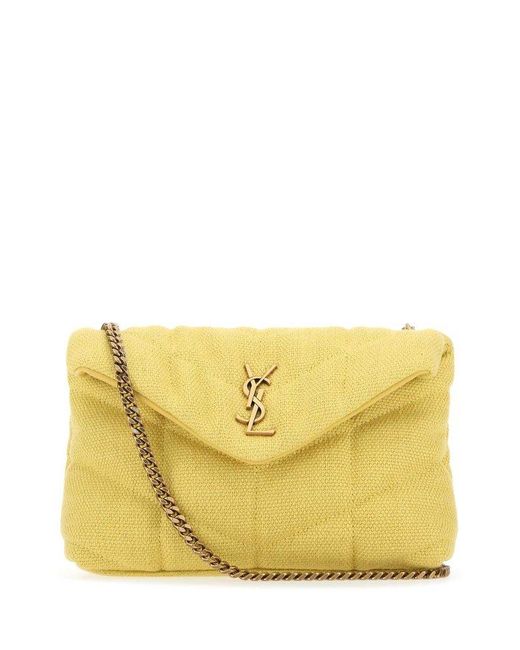 Saint Laurent Pastel Canvas Puffer Toy Crossbody Bag in Yellow Lyst