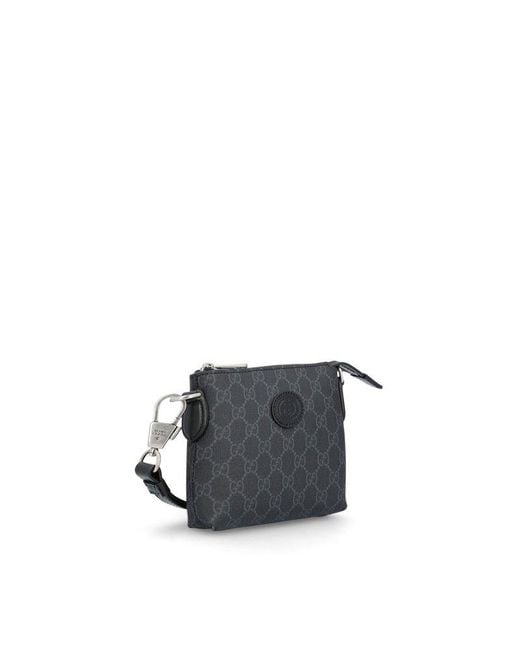 Gucci Black GG Supreme Zipped Messenger Bag for men