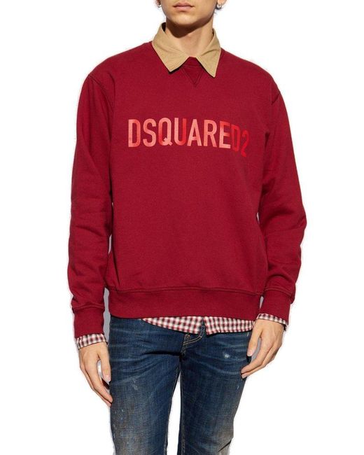 DSquared² Red Sweatshirt With Logo, for men