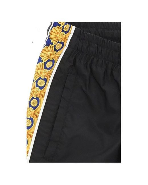 Versace Black Graphic Printed Drawstring Track Pants for men