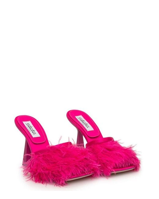 Sebastian Milano Pink Ross Feather Embellished Mules