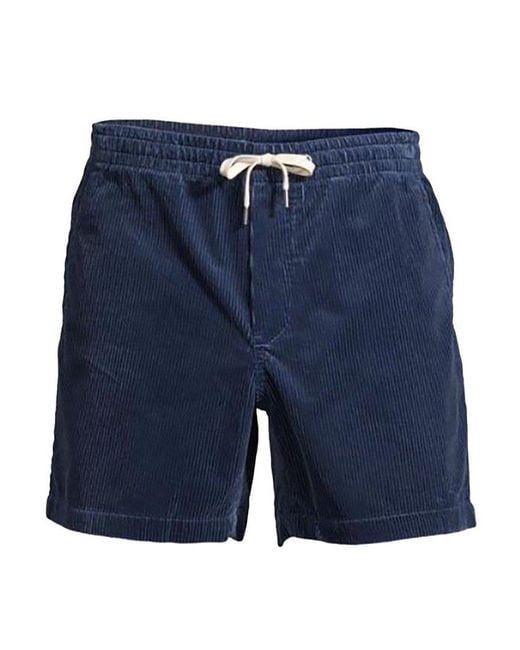 Polo Ralph Lauren Blue Logo Embroidered Corduroy Shorts for men