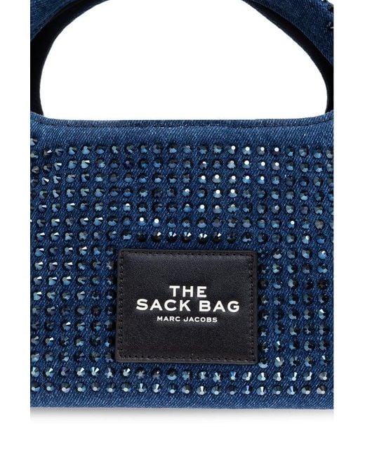 Marc Jacobs Blue Embellished Denim Mini Sack Bag