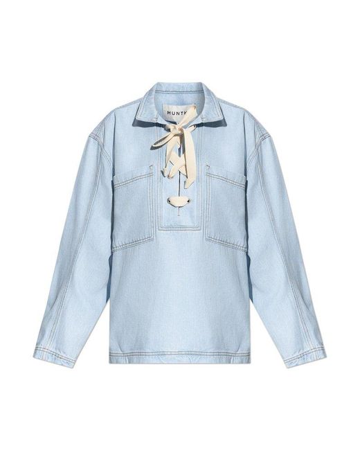 Munthe Blue Relaxed Fit Button-Up Top