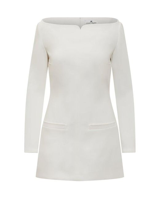 Courreges White Rear Zipped Mini Dress