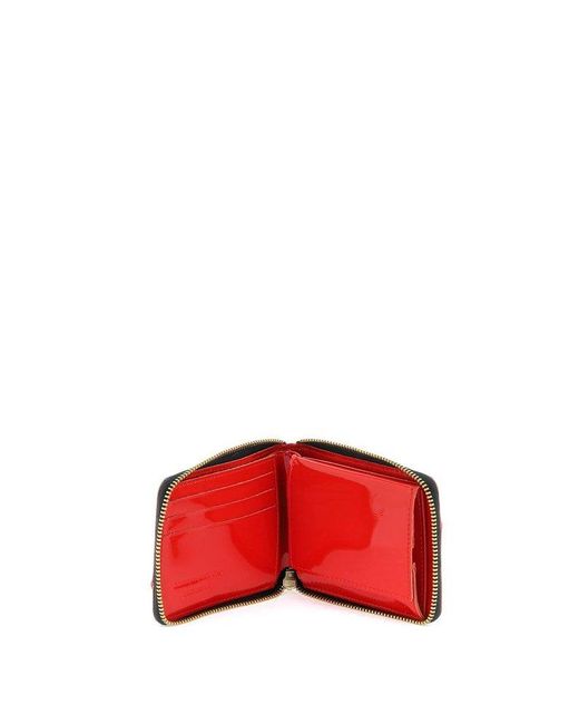 Comme des Garçons Red Comme Des Garcons Wallet Zip Around Patent Leather Wallet With Zipper for men